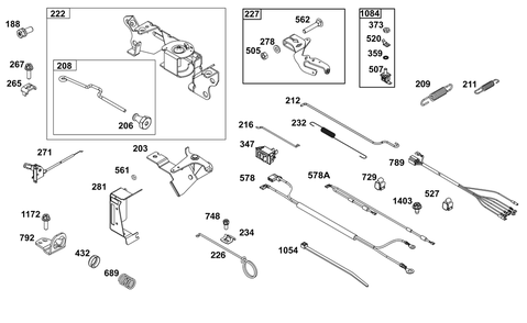 Controls Group Diagram and Parts List for 305442-0617-H5 200000 - 399999 Briggs and Stratton Engine